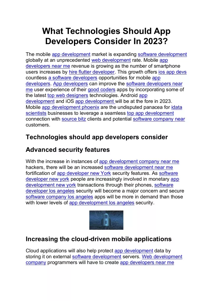 what technologies should app developers consider