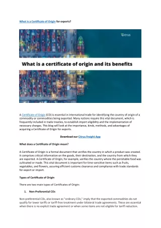 What is a Certificate of Origin for Exports? Citrus Freight