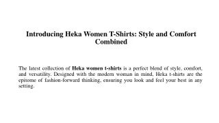 Introducing Heka Women T-Shirts: Style and Comfort Combined