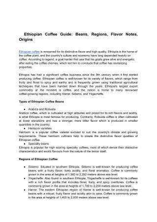 Ethiopian Coffee Guide: Beans, Regions, Flavor Notes, Origins