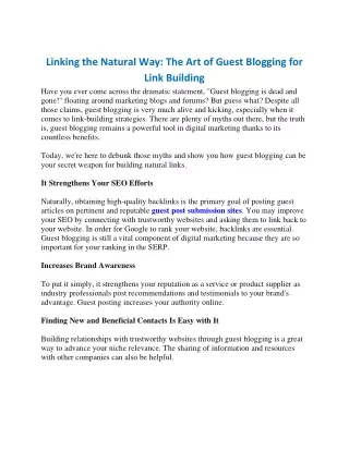 Linking the Natural Way The Art of Guest Blogging for Link Building