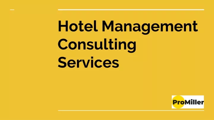 hotel management consulting services
