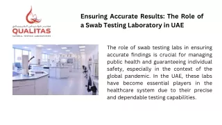Ensuring Accurate Results The Role of a Swab Testing Laboratory in UAE