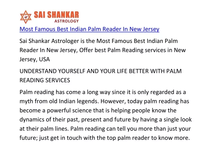 most famous best indian palm reader in new jersey