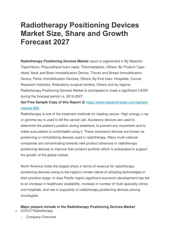 radiotherapy positioning devices market size