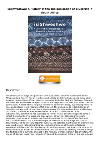 PDF/READ isiShweshwe: A History of the Indigenisation of Blueprint in South Afri