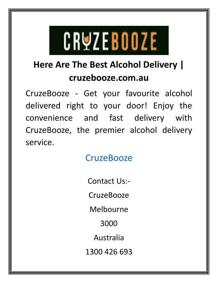 here are the best alcohol delivery cruzebooze