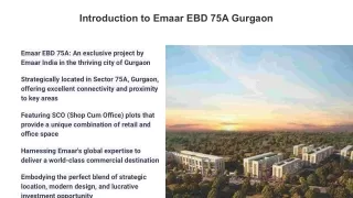 Introduction to Emaar EBD 75A Gurgaon
