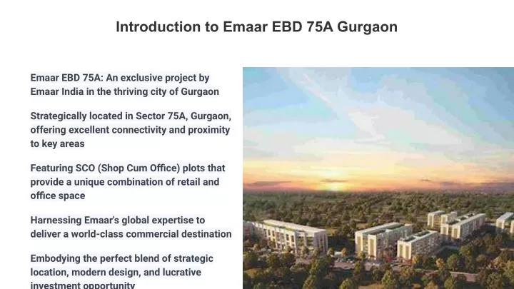 introduction to emaar ebd 75a gurgaon