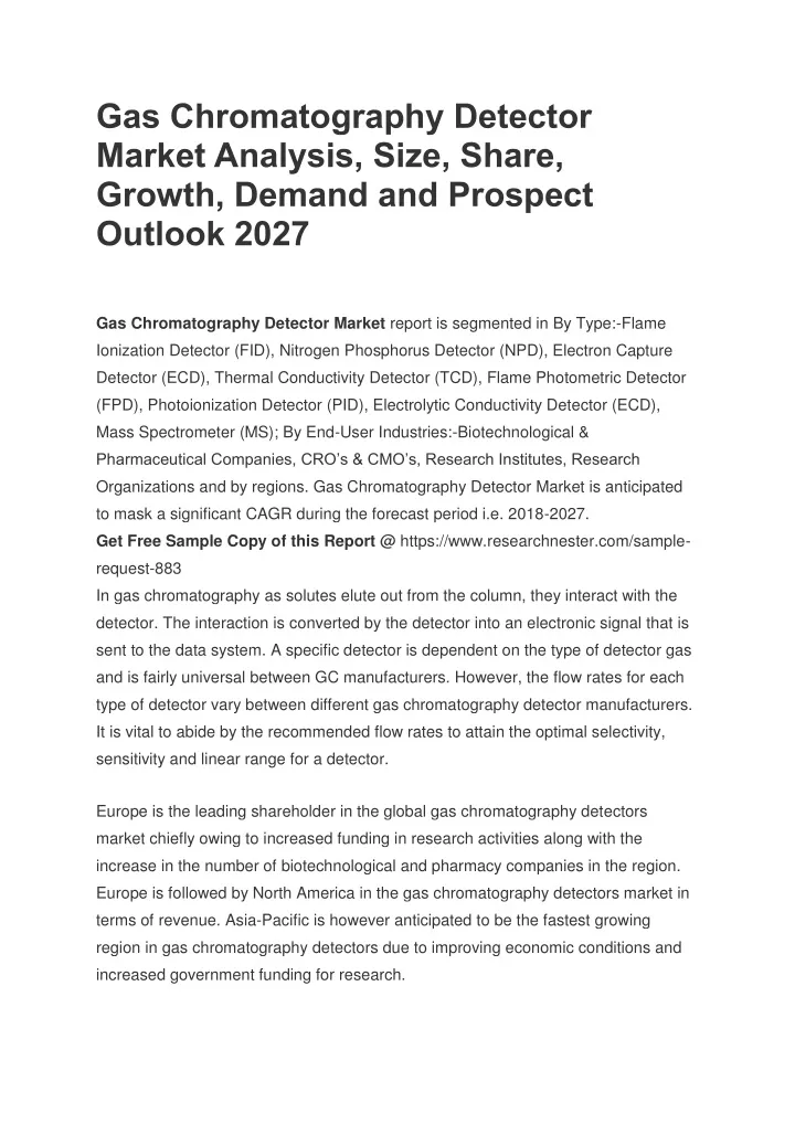 gas chromatography detector market analysis size