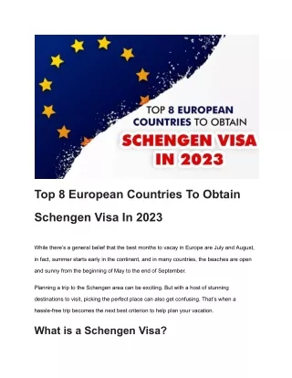 Schengen Visa in 2023: 8 European Countries to Consider