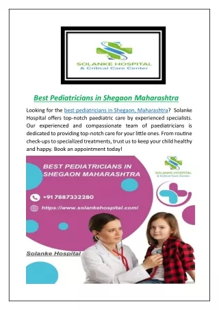 Best Pediatricians in Shegaon Maharashtra | Solanke Hospital