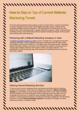 How to Stay on Top of Current Website Marketing Trends