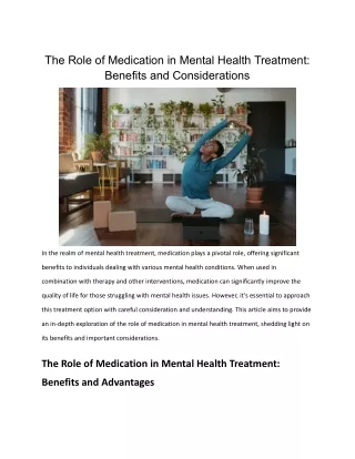 The Role of Medication in Mental Health Treatment_ Benefits and Considerations