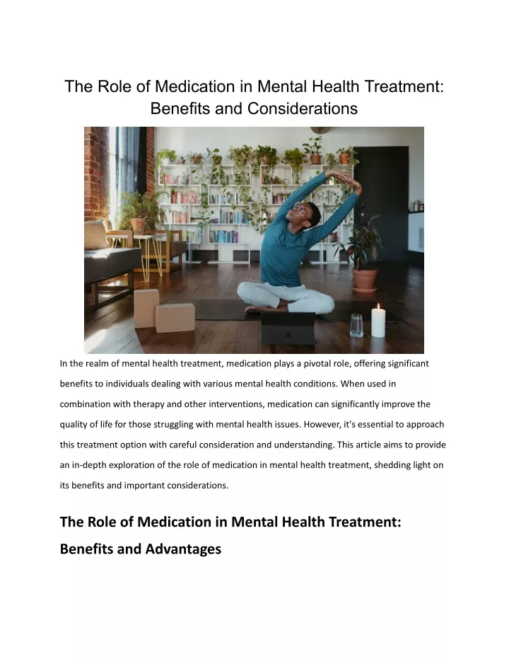 the role of medication in mental health treatment
