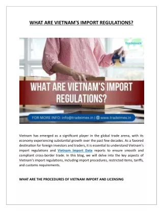 WHAT ARE VIETNAM'S IMPORT REGULATIONS