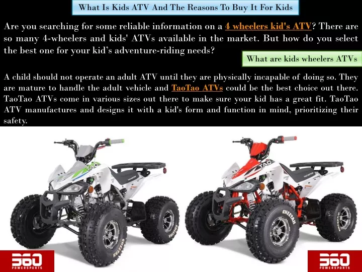 what is kids atv and the reasons