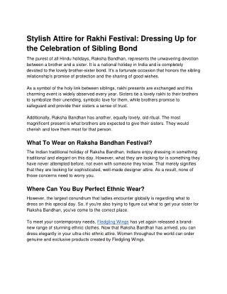 Stylish Attire for Rakhi Festival_ Dressing Up for the Celebration of Sibling Bond