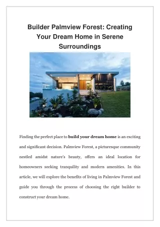 builder palmview forest creating your dream home
