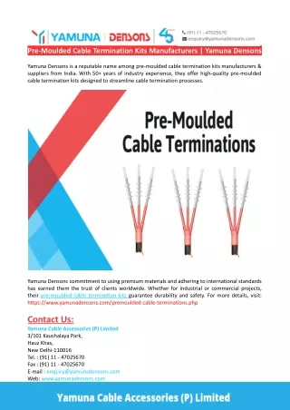 Pre-Moulded Cable Termination Kits Manufacturers