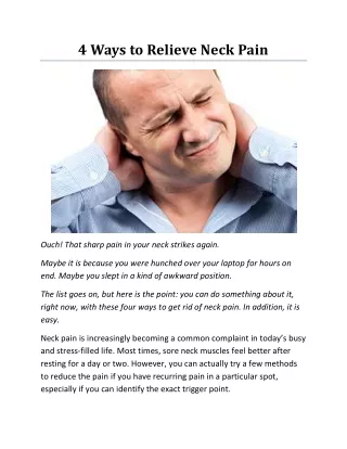 4 Ways to Relieve Neck Pain