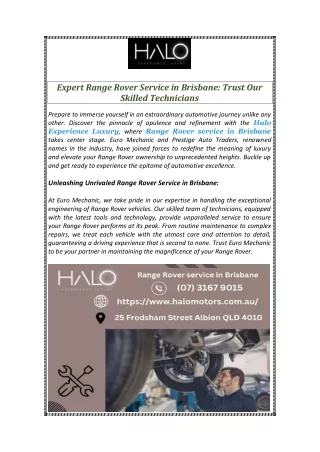 Best Range Rover service center in Brisbane - Halo Experience Luxury