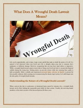 What Does a Wrongful Death Lawsuit Means