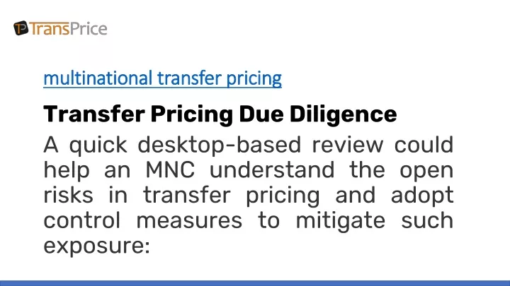 multinational transfer pricing