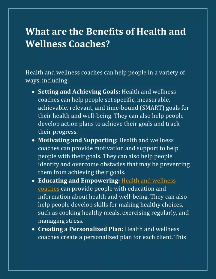 what are the benefits of health and wellness