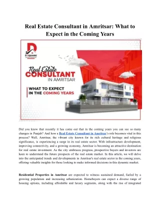 Real Estate Consultant in Amritsar: What to Expect in the Coming Years