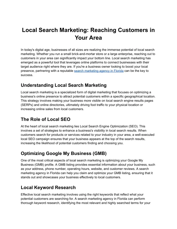 local search marketing reaching customers in your