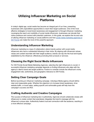 utilizing influencer marketing on social platforms