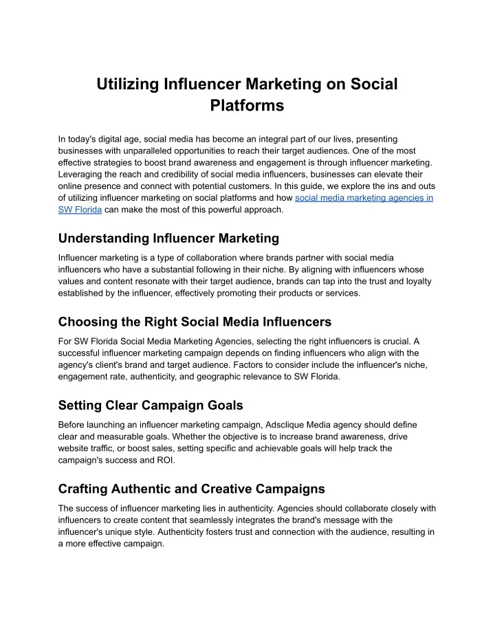 utilizing influencer marketing on social platforms