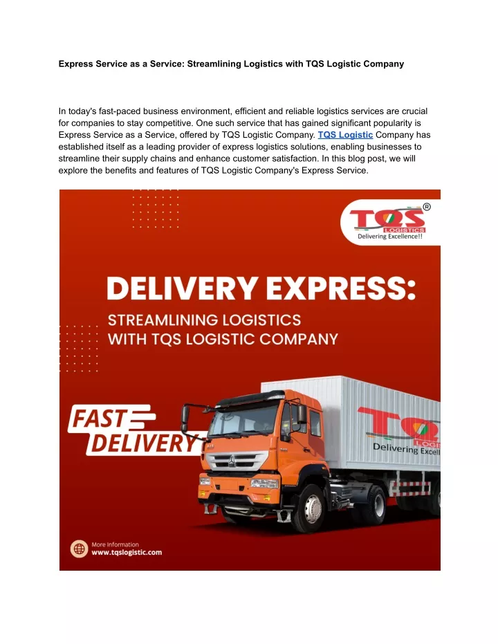 express service as a service streamlining
