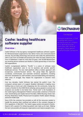 cashe leading healthcare software supplier