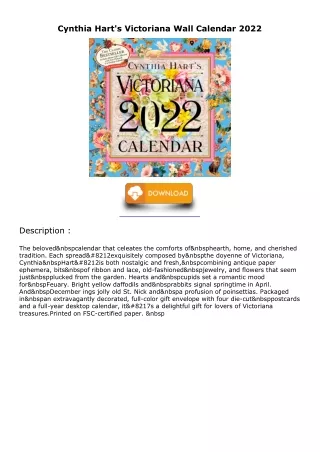 [PDF READ ONLINE] Cynthia Hart's Victoriana Wall Calendar 2022 ipad