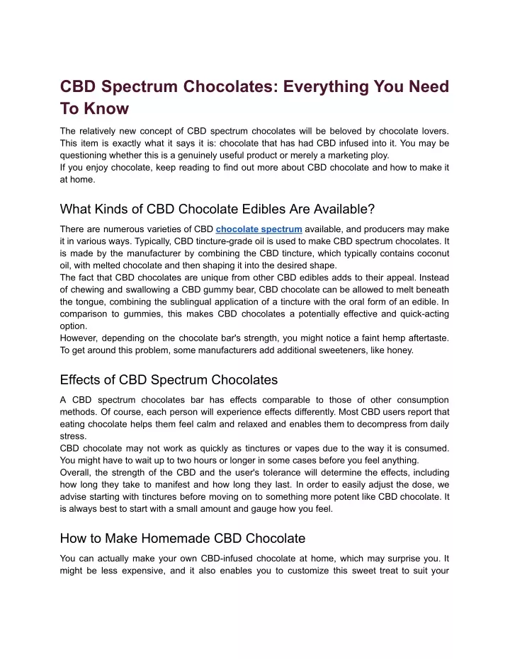 cbd spectrum chocolates everything you need