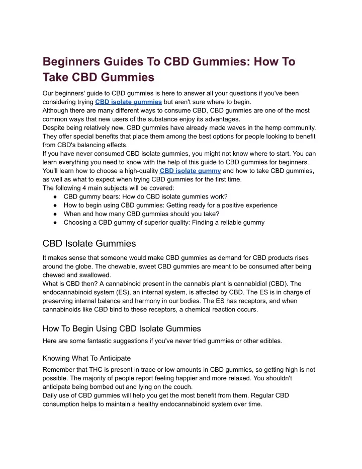 beginners guides to cbd gummies how to take
