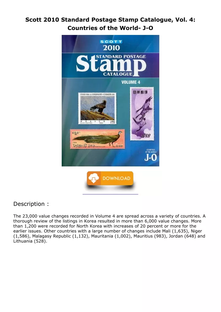 scott 2010 standard postage stamp catalogue