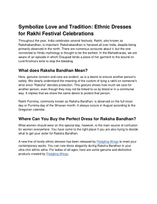 Symbolize Love and Tradition_ Ethnic Dresses for Rakhi Festival Celebrations