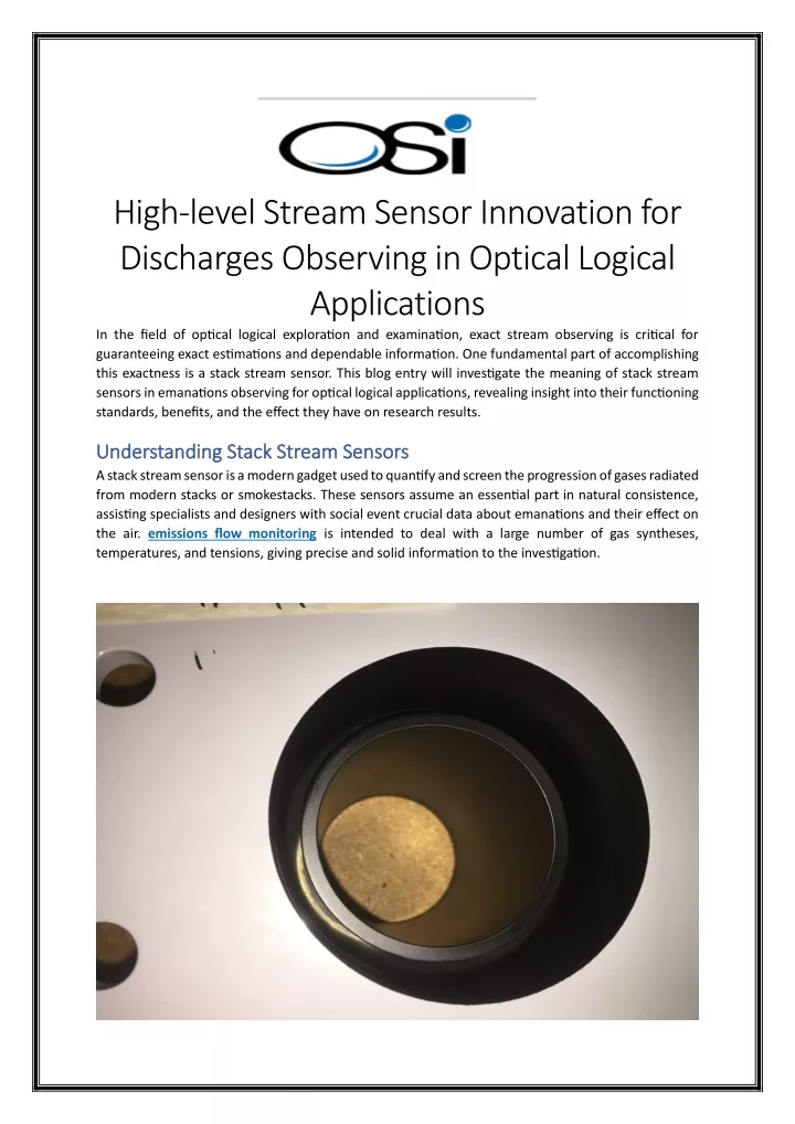 high level stream sensor innovation