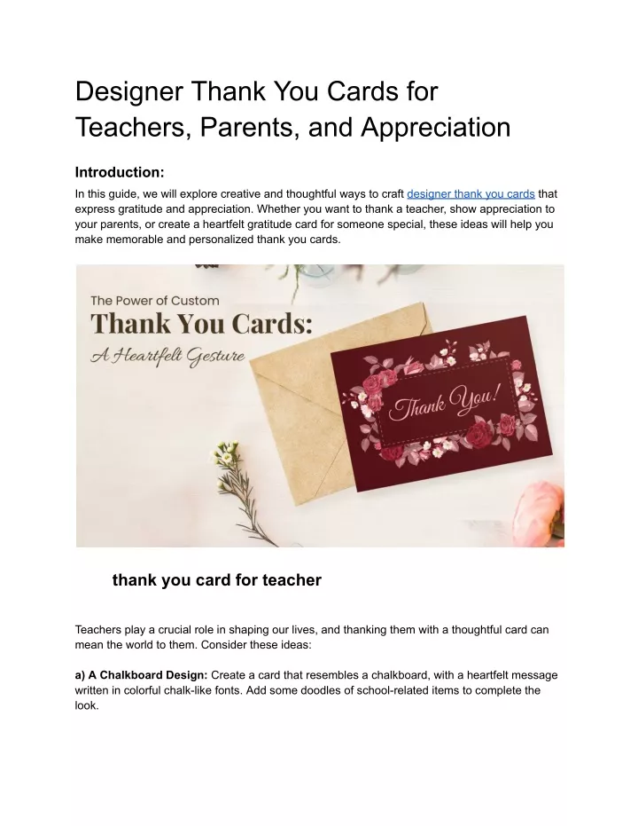designer thank you cards for teachers parents