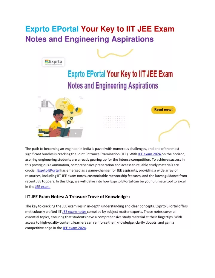 exprto eportal your key to iit jee exam notes and engineering aspirations