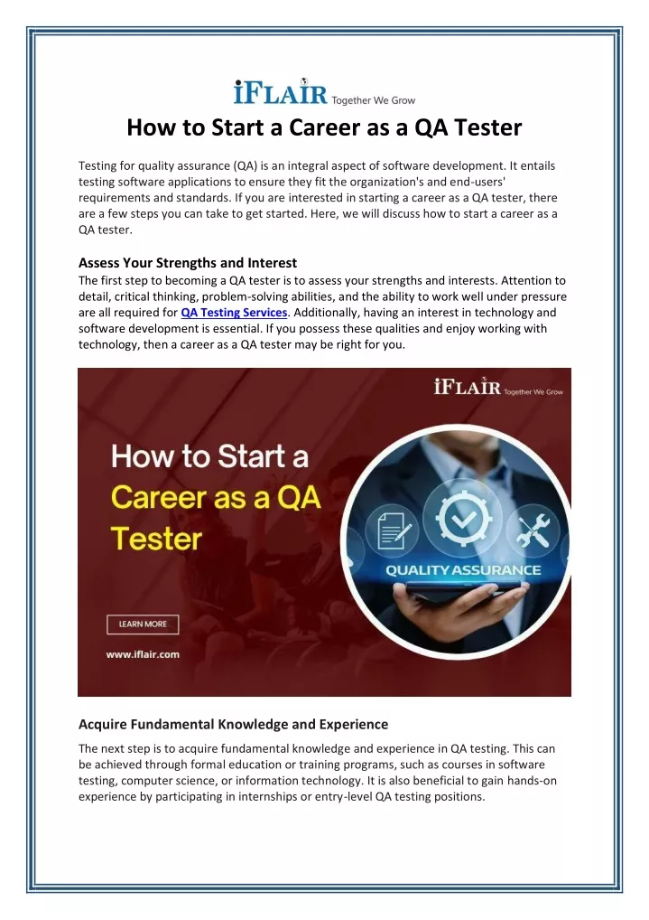 how to start a career as a qa tester testing