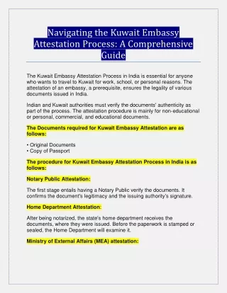 Navigating the Kuwait Embassy Attestation Process A Comprehensive Guide