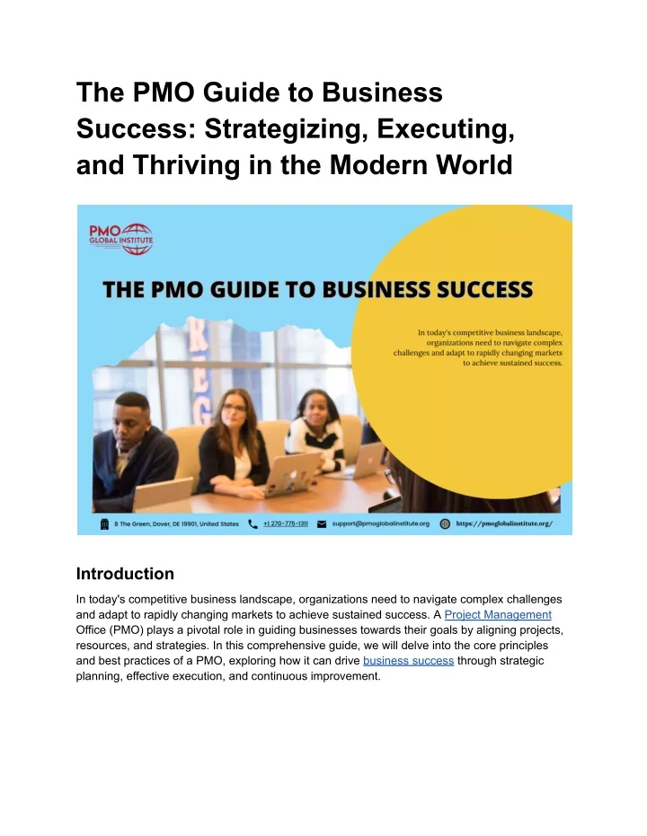 the pmo guide to business success strategizing