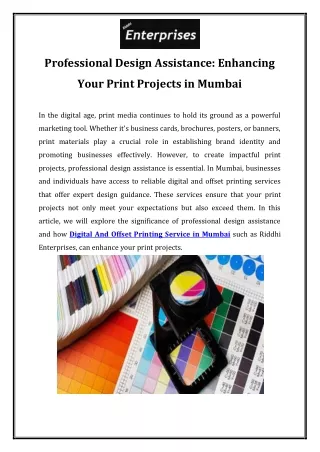 Professional Design Assistance Enhancing Your Print Projects in Mumbai