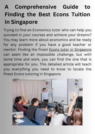 A Comprehensive Guide to Finding the Best Econs Tuition in Singapore