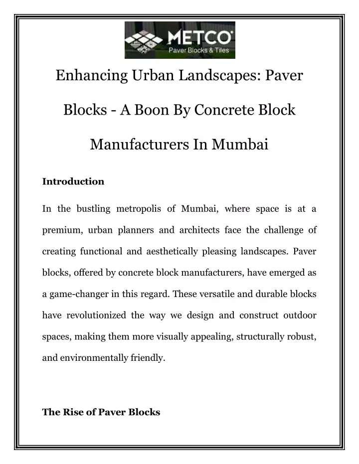 enhancing urban landscapes paver