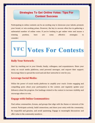 Strategies To Get Online Votes Tips For Contest Success